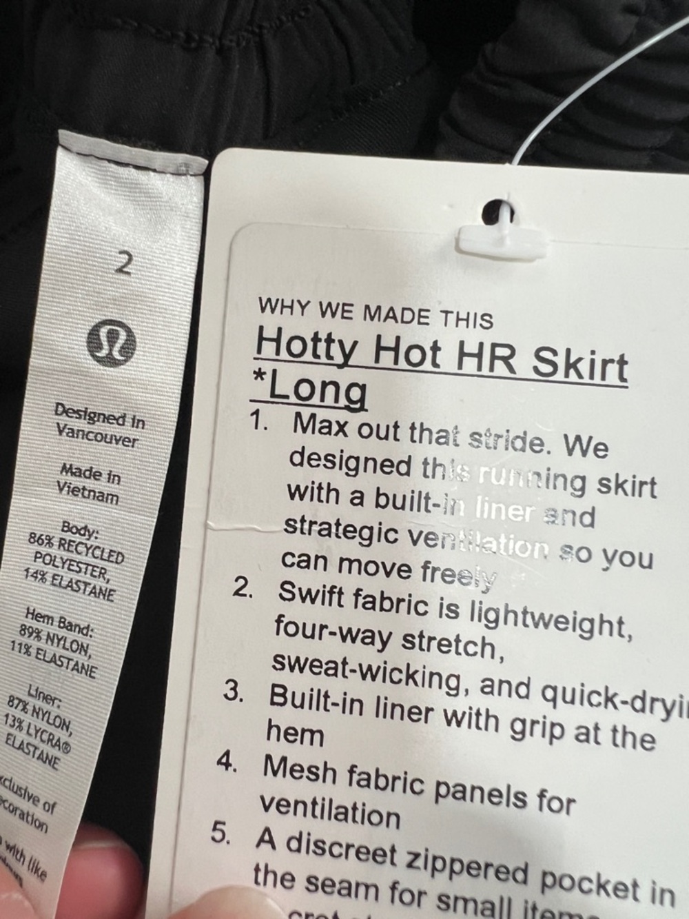 NWT Lululemon Hotty Hot High Rise Skirt Long Black - Picture 3 of 8